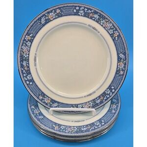 Vtg Noritake Randolph Salad Plates Bone China 8" Set‎ of 4 Japan Blue Floral